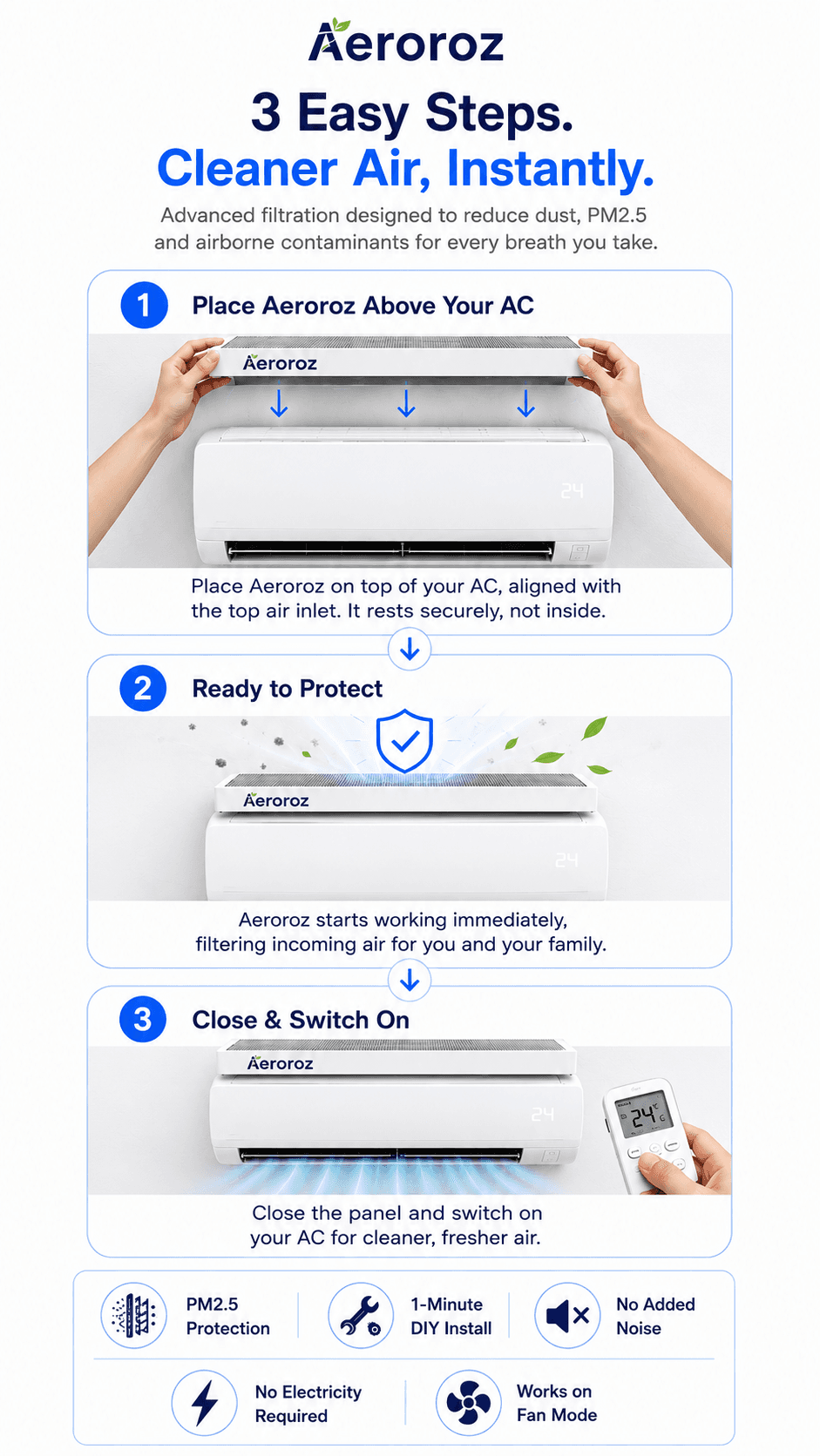 Aeroroz - 3 Easy Steps. Cleaner Air, Instantly.